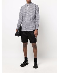 weißes und schwarzes Langarmhemd mit Vichy-Muster von Comme Des Garcons SHIRT