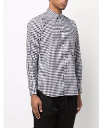 weißes und schwarzes Langarmhemd mit Vichy-Muster von Comme Des Garcons SHIRT