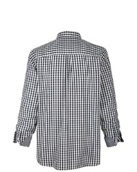 weißes und schwarzes Langarmhemd mit Vichy-Muster von Jan Vanderstorm