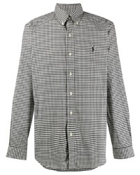 weißes und schwarzes Langarmhemd mit Vichy-Muster von Polo Ralph Lauren
