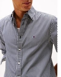 weißes und schwarzes Langarmhemd mit Vichy-Muster von Tommy Hilfiger