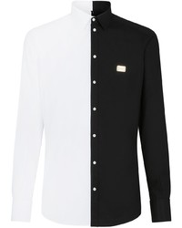 weißes und schwarzes Langarmhemd von Dolce & Gabbana