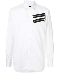weißes und schwarzes Langarmhemd von DSQUARED2