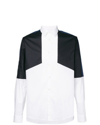 weißes und schwarzes Langarmhemd von Les Hommes Urban