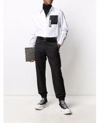 weißes und schwarzes Langarmhemd von Moschino