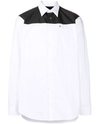 weißes und schwarzes Langarmhemd von Raf Simons