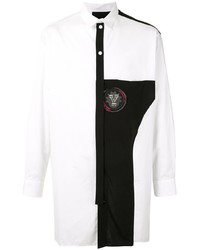 weißes und schwarzes Langarmhemd von Yohji Yamamoto