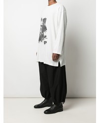 weißes und schwarzes Langarmshirt von Yohji Yamamoto