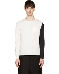 weißes und schwarzes Langarmshirt von Moncler Gamme Rouge