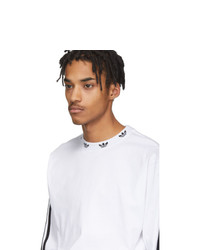 weißes und schwarzes Langarmshirt von adidas Originals