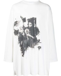 weißes und schwarzes Langarmshirt von Yohji Yamamoto