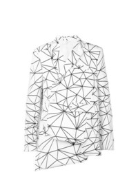weißes und schwarzes Sakko mit geometrischem Muster von Comme Des Garcons Homme Plus