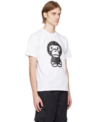 weißes und schwarzes Strick T-Shirt mit einem Rundhalsausschnitt von BAPE