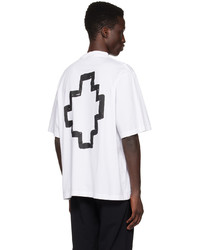 weißes und schwarzes Strick T-Shirt mit einem Rundhalsausschnitt von Marcelo Burlon County of Milan