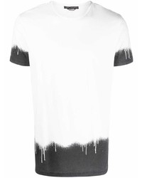 weißes und schwarzes Mit Batikmuster T-Shirt mit einem Rundhalsausschnitt von Daniele Alessandrini