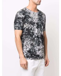 weißes und schwarzes T-Shirt mit einem Rundhalsausschnitt mit Blumenmuster von Avant Toi