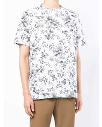 weißes und schwarzes T-Shirt mit einem Rundhalsausschnitt mit Blumenmuster von Erdem