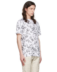 weißes und schwarzes T-Shirt mit einem Rundhalsausschnitt mit Blumenmuster von Erdem