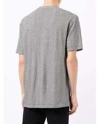weißes und schwarzes T-Shirt mit einem Rundhalsausschnitt mit geometrischem Muster von Giorgio Armani