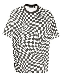 weißes und schwarzes T-Shirt mit einem Rundhalsausschnitt mit Karomuster von FIVE CM