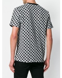 weißes und schwarzes T-Shirt mit einem Rundhalsausschnitt mit Karomuster von Vans