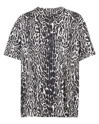 weißes und schwarzes T-Shirt mit einem Rundhalsausschnitt mit Leopardenmuster von Burberry