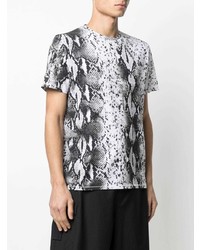 weißes und schwarzes T-Shirt mit einem Rundhalsausschnitt mit Schlangenmuster von Just Cavalli