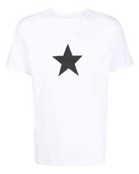 weißes und schwarzes T-Shirt mit einem Rundhalsausschnitt mit Sternenmuster von agnès b.