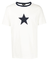 weißes und schwarzes T-Shirt mit einem Rundhalsausschnitt mit Sternenmuster von agnès b.