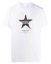 weißes und schwarzes T-Shirt mit einem Rundhalsausschnitt mit Sternenmuster von Neil Barrett
