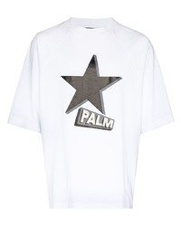 weißes und schwarzes T-Shirt mit einem Rundhalsausschnitt mit Sternenmuster von Palm Angels