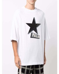 weißes und schwarzes T-Shirt mit einem Rundhalsausschnitt mit Sternenmuster von Palm Angels