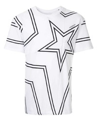 weißes und schwarzes T-Shirt mit einem Rundhalsausschnitt mit Sternenmuster von Yoshiokubo