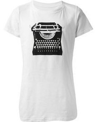 weißes und schwarzes T-Shirt mit einem Rundhalsausschnitt