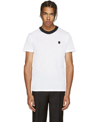 weißes und schwarzes T-Shirt mit einem Rundhalsausschnitt von Alexander McQueen