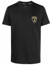 weißes und schwarzes T-Shirt mit einem Rundhalsausschnitt von Automobili Lamborghini