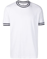 weißes und schwarzes T-Shirt mit einem Rundhalsausschnitt von Brunello Cucinelli