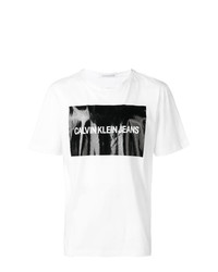 weißes und schwarzes T-Shirt mit einem Rundhalsausschnitt von Calvin Klein Jeans