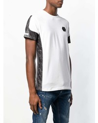 weißes und schwarzes T-Shirt mit einem Rundhalsausschnitt von Philipp Plein