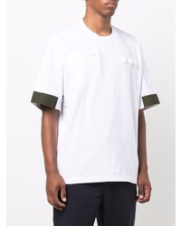 weißes und schwarzes T-Shirt mit einem Rundhalsausschnitt von Sacai