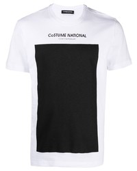 weißes und schwarzes T-Shirt mit einem Rundhalsausschnitt von costume national contemporary