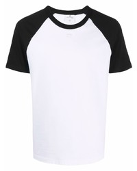 weißes und schwarzes T-Shirt mit einem Rundhalsausschnitt von Courrèges