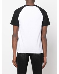 weißes und schwarzes T-Shirt mit einem Rundhalsausschnitt von Courrèges