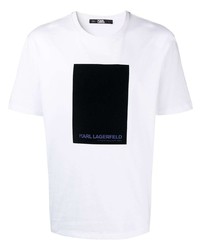 weißes und schwarzes T-Shirt mit einem Rundhalsausschnitt von Karl Lagerfeld