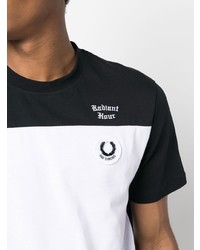 weißes und schwarzes T-Shirt mit einem Rundhalsausschnitt von Raf Simons X Fred Perry