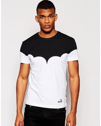 weißes und schwarzes T-Shirt mit einem Rundhalsausschnitt von Love Moschino