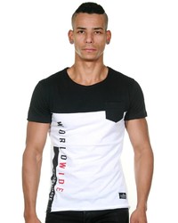 weißes und schwarzes T-Shirt mit einem Rundhalsausschnitt von MADMEXT