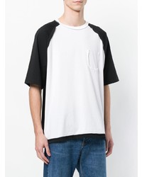 weißes und schwarzes T-Shirt mit einem Rundhalsausschnitt von Maison Margiela