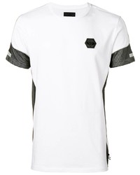 weißes und schwarzes T-Shirt mit einem Rundhalsausschnitt von Philipp Plein