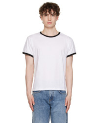 weißes und schwarzes T-Shirt mit einem Rundhalsausschnitt von Second/Layer